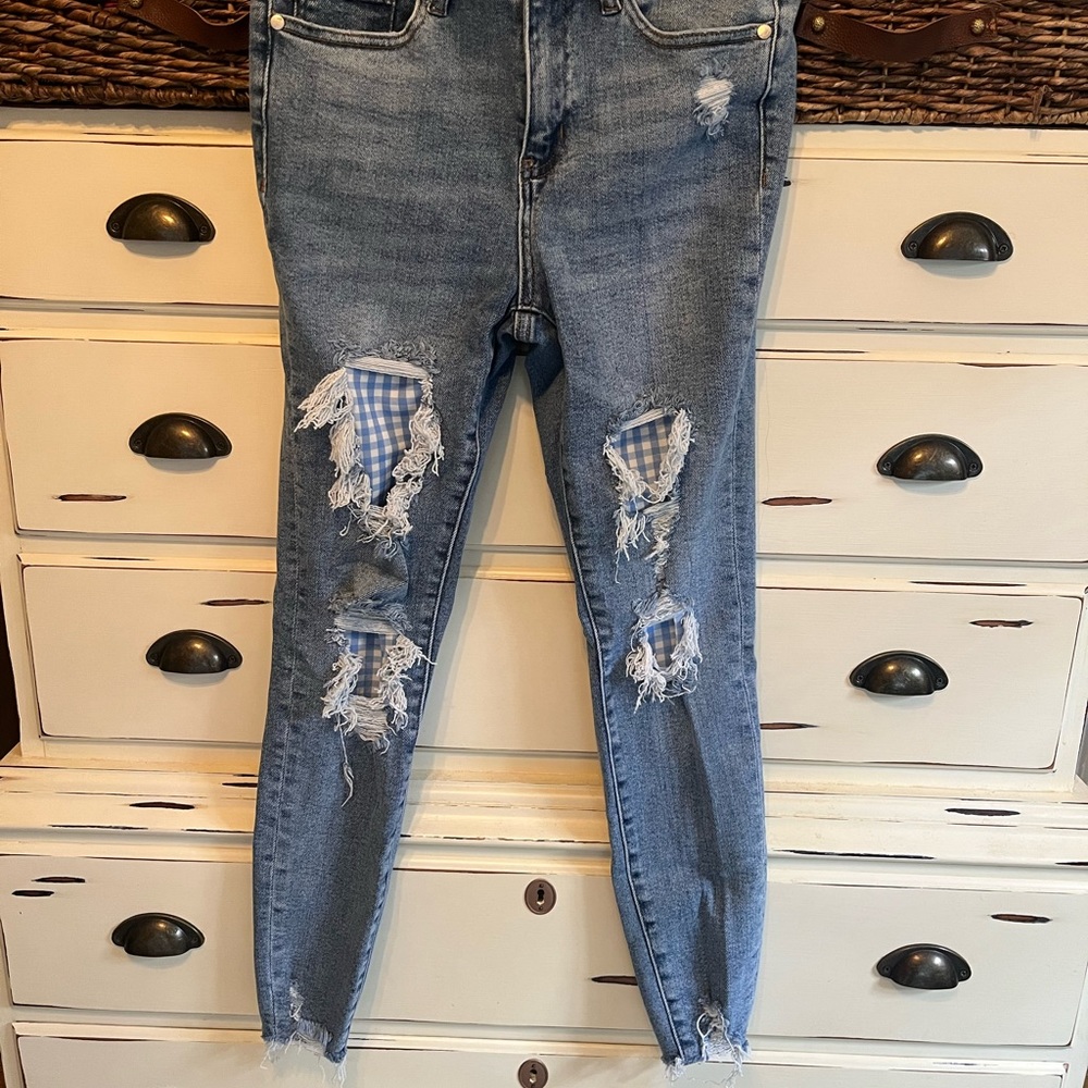 Blue Plaid Judy Blue Jeans Size 3